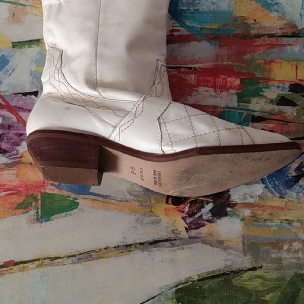 Vtg 80s Wild Pair White Cowboy Cowgirl Boots Festival Rodeo Cosplay - Picture 8 of 8